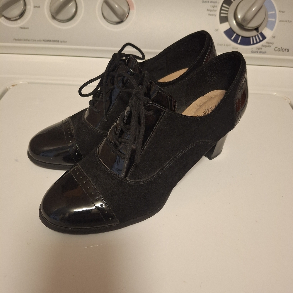 DexFlex Comfort Shoes Women's 11 Black Oxford Heel Witchy Whimsigoth Pinup